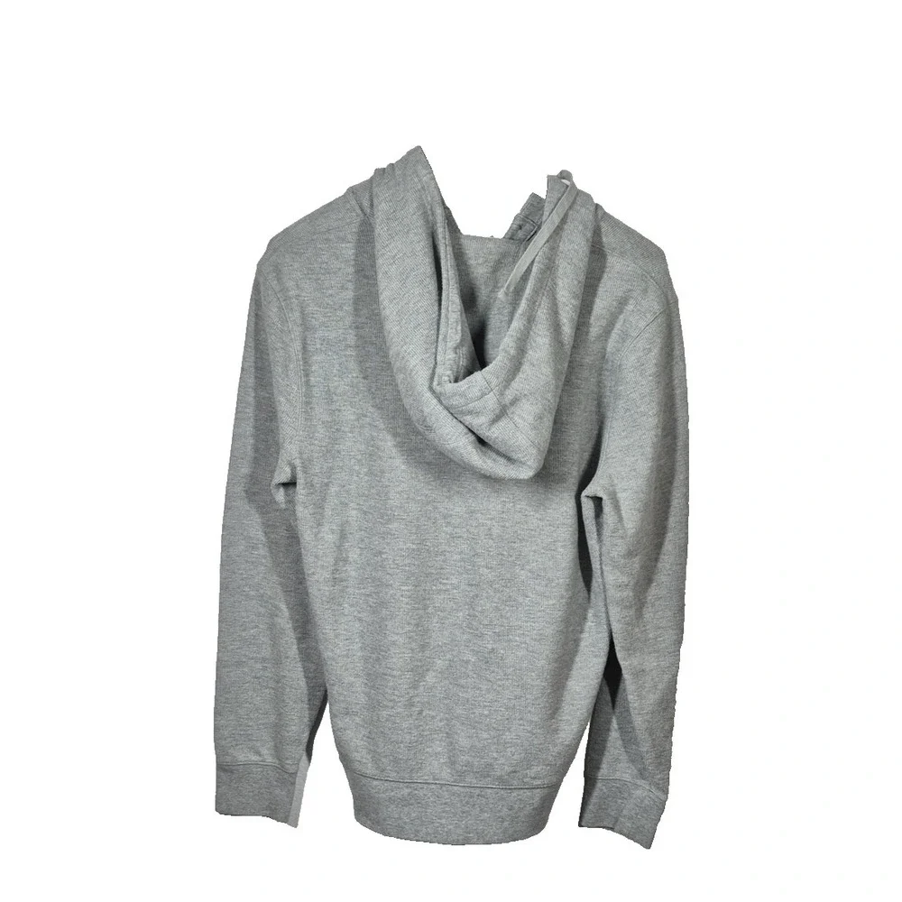 Banana Republic Henley Hoodie Pullover Mens Medium Gray Button Sweatshirt Pocket
